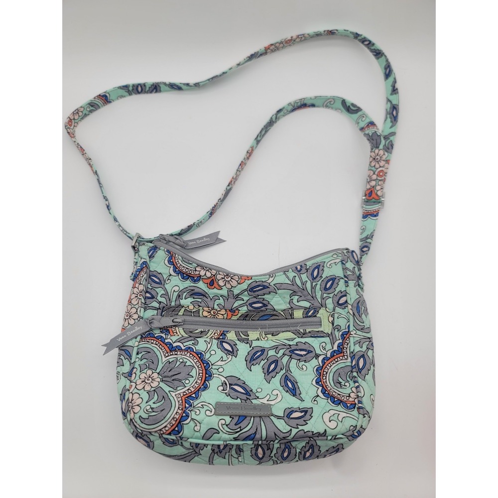 Vera Bradley Mini Crossbody Bag Mint Paisley‎ Floral Quilted Zip Shoulder